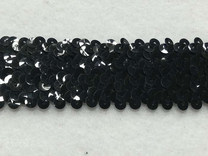 Pasamaneria fantasia de lentejuelas elastica negro de 4ctm de ancho