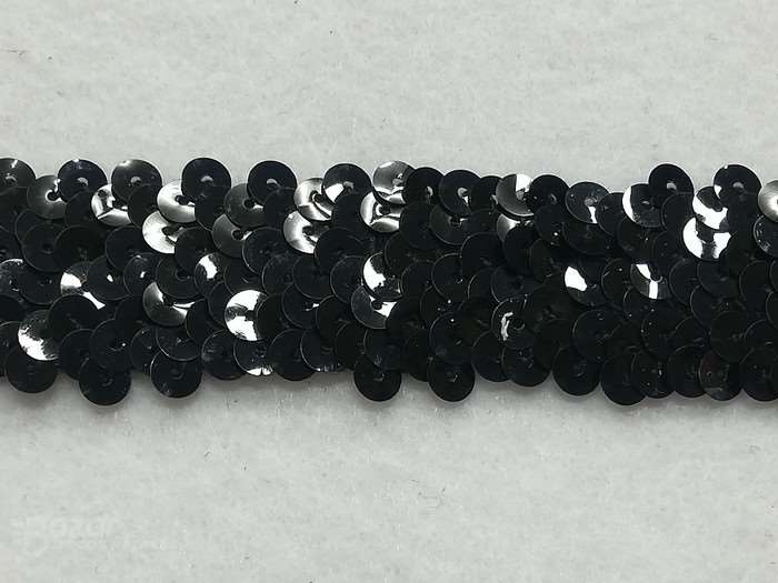 Pasamaneria fantasia de lentejuelas elastica negro de 3ctm de ancho