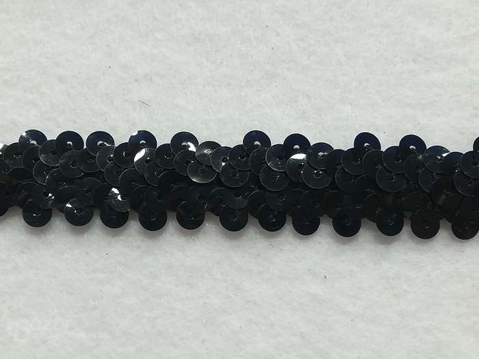 Pasamaneria fantasia de lentejuelas elastica negro de 2ctm de ancho