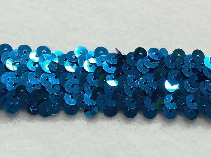 Pasamaneria fantasia de lentejuelas elastica en azulon de 3ctm de ancho