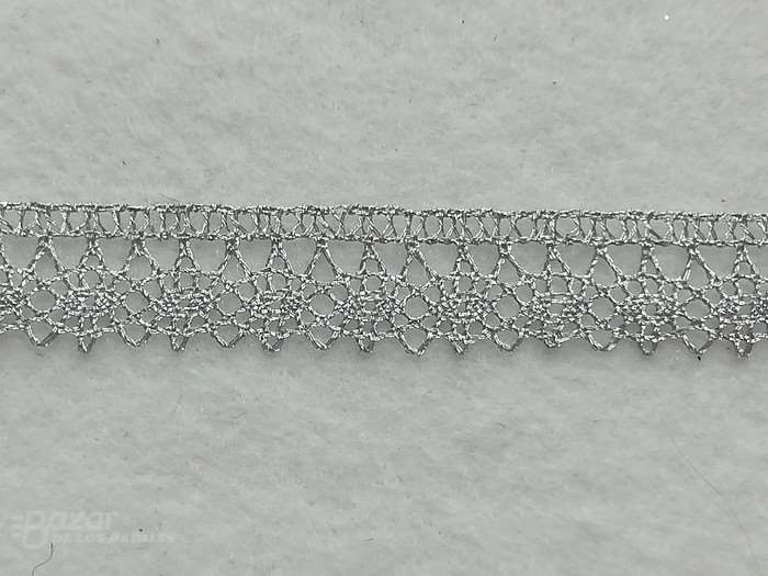 Pasamaneria de puntilla en varios tonos  con hilo lurex de 2ctm de ancho