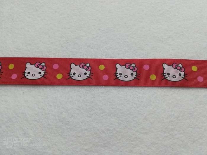 Cinta de falla fondo rojo estampado de Hello Kitty de 2,5ctm de ancho