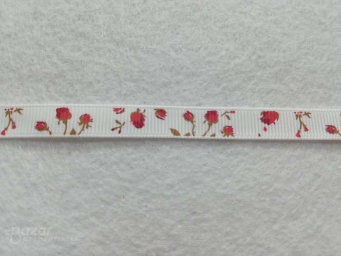 Cinta de falla fondo blanco estampado de flores de 0,7mm de ancho